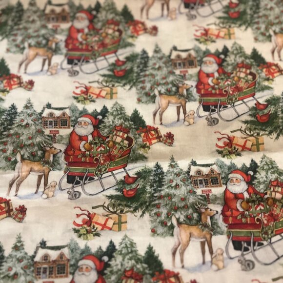 SANTA'S SLEIGH by SUSAN WINGET Handmade Cotton Pillowcase Standard/Queen - Picture 3 of 3